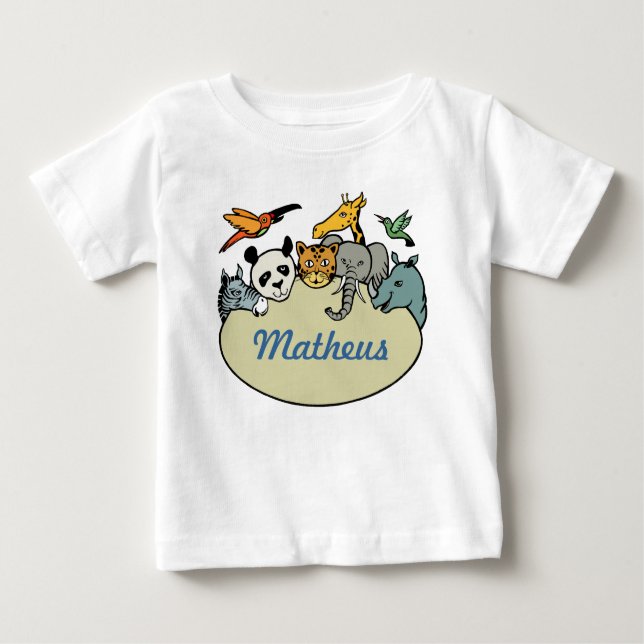 Camiseta De Bebé animales de la familia de zoológicos personalizado (Anverso)
