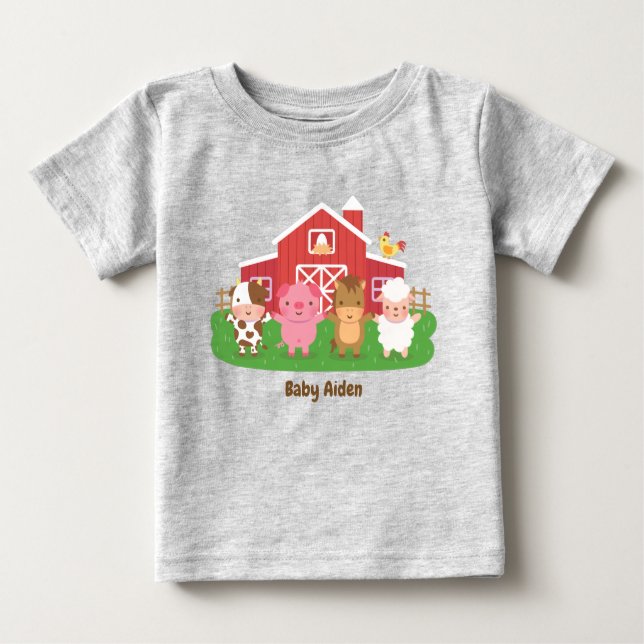 Camiseta De Bebé Animales de la granja Cute Barn Baby (Anverso)