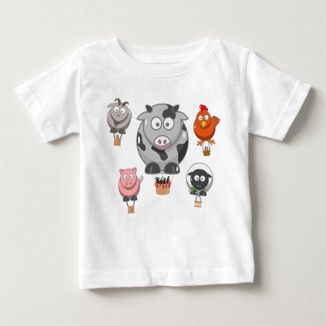 Camiseta De Bebé Animales de la granja de globos aerostáticos (Anverso)