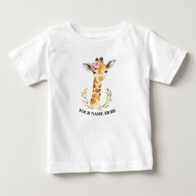 Camiseta De Bebé Animales de la jirafa del primer chica boho de cum (Anverso)
