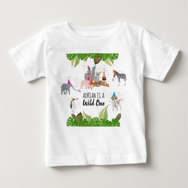 Camiseta De Bebé Animales de la jungla divertida y graciosa en uno  (Anverso)