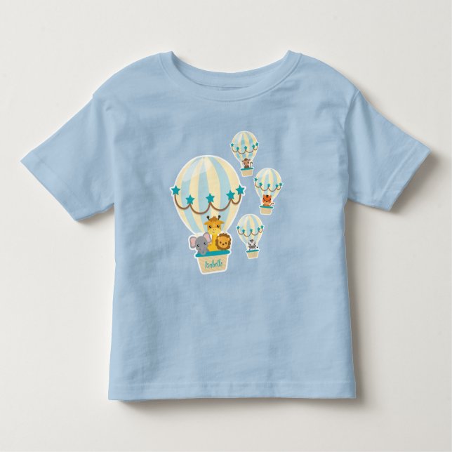 Camiseta De Bebé Animales de la jungla que vuelan en globos de aire (Anverso)
