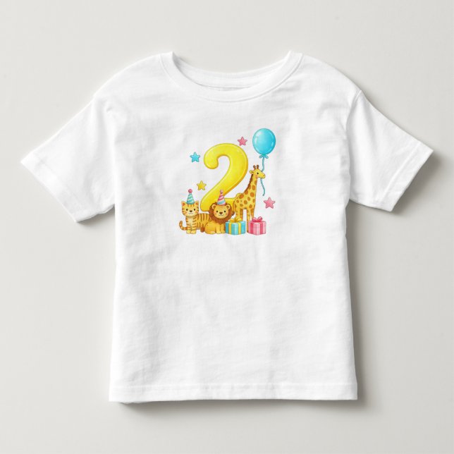 Camiseta De Bebé Animales de la selva para el segundo cumpleaños" (Anverso)