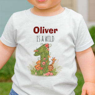 Camiseta De Bebé Animales de la selva Safari primer cumpleaños