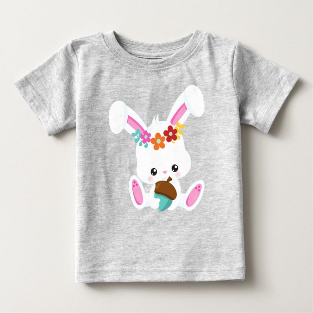 Camiseta De Bebé Animales de primavera, conejito lindo, conejito pe (Anverso)