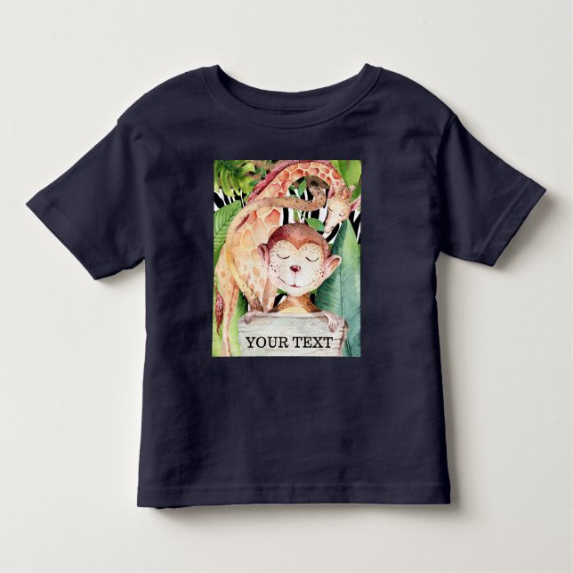Camiseta De Bebé Animales de Safari de la Jungla Jirafa Mono Person (Anverso)