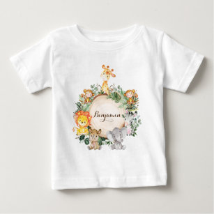 Camiseta De Bebé Animales de Safari de la Selva Infantil Personaliz