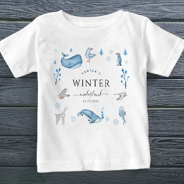 Camiseta De Bebé Animales del Ártico Azul Invierno de Onederland Pr