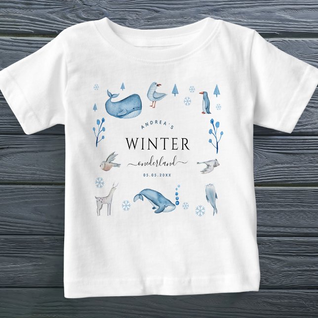 Camiseta De Bebé Animales del Ártico Azul Invierno de Onederland Pr (Subido por el creador)