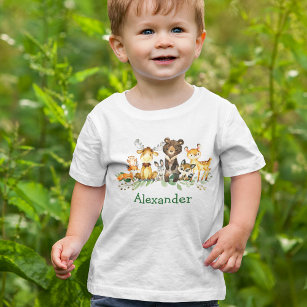 Camiseta De Bebé Animales del bosque de Woodland de color agua