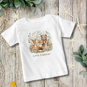 Camiseta De Bebé Animales del Bosque Personalizado sin Género