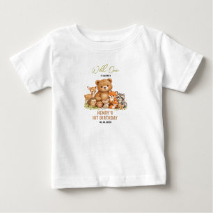 Camiseta De Bebé Animales del Bosque y la Madera Salvaje Cumpleaños