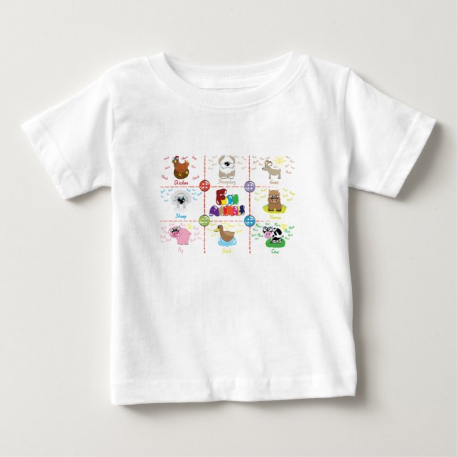 Camiseta De Bebé Animales del campo (Anverso)