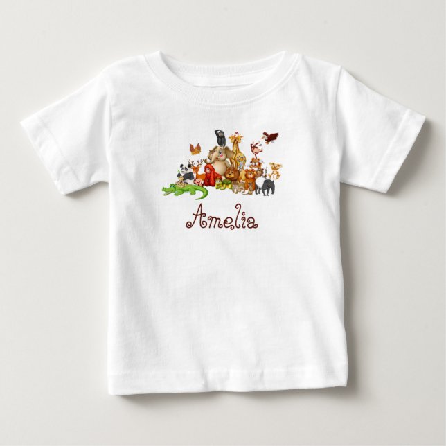 Camiseta De Bebé Animales del niño personalizado (Anverso)