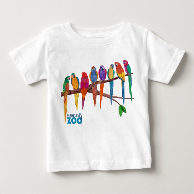 Camiseta De Bebé Animales del parque zoológico de Mabell, los loros (Anverso)