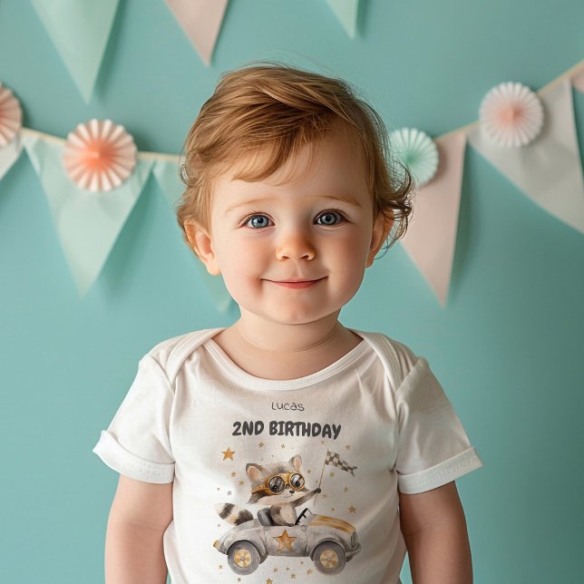 Camiseta De Bebé Animales Divertidos Coches de Carreras Cumpleaños  (Subido por el creador)