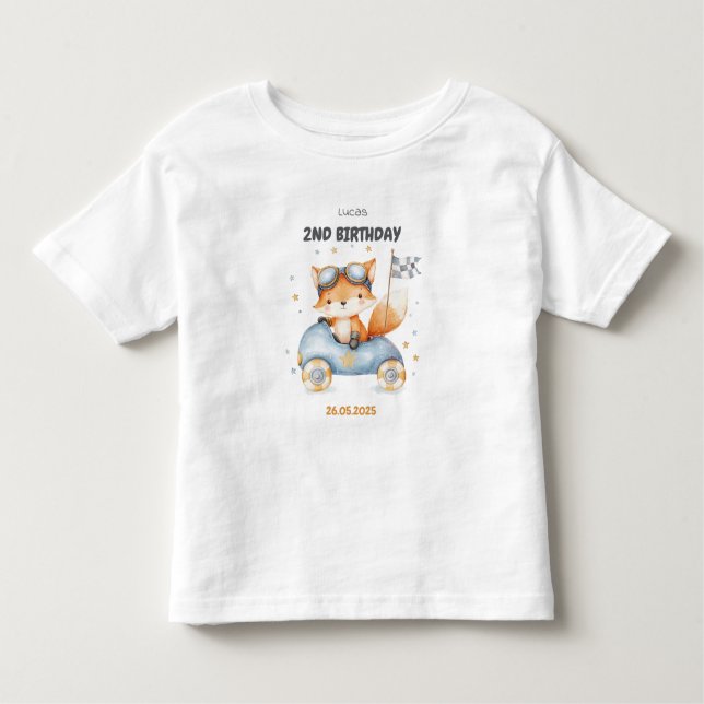 Camiseta De Bebé Animales divertidos corren coches segundo cumpleañ (Anverso)