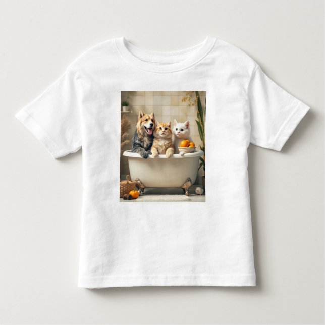 Camiseta De Bebé Animales divertidos en la bañera (Anverso)