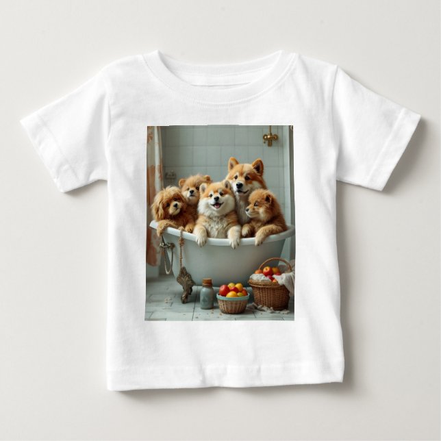 Camiseta De Bebé Animales divertidos en la bañera (Anverso)