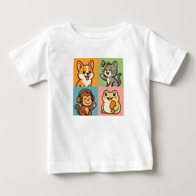 Camiseta De Bebé Animales divertidos y lindos (Anverso)