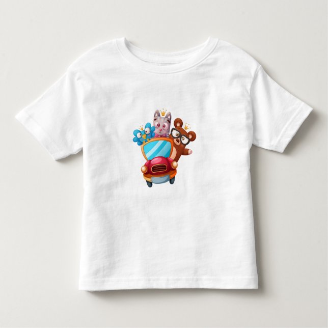 Camiseta De Bebé Animales en un coche no 1 (Anverso)