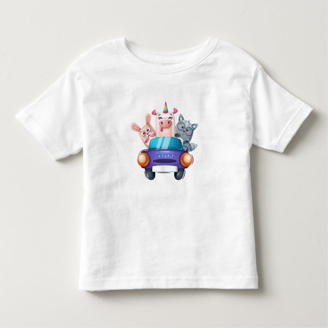 Camiseta De Bebé Animales en un coche no 2 (Anverso)