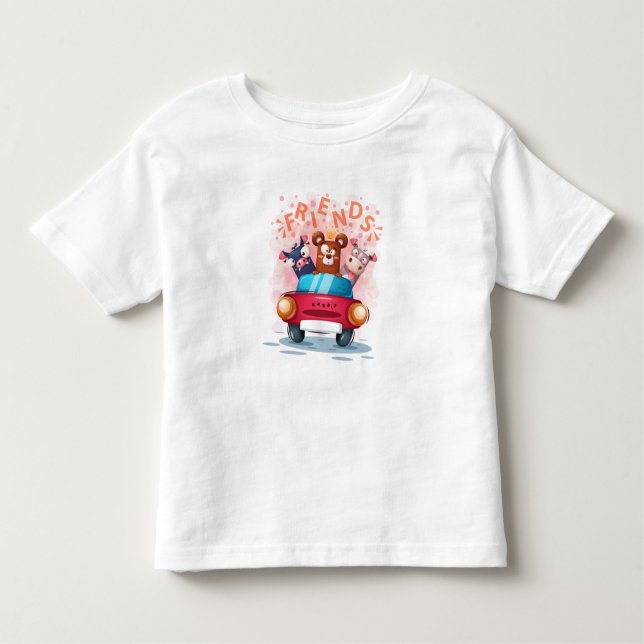 Camiseta De Bebé Animales en un coche no 5 (Anverso)