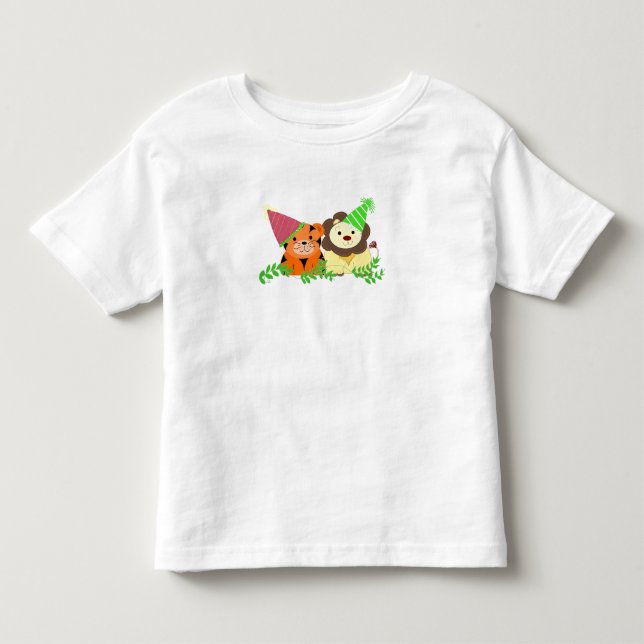 Camiseta De Bebé Animales Fiestas de tigres y leones (Anverso)