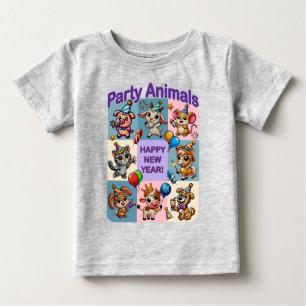 Camiseta De Bebé Animales fiestas "Feliz Año Nuevo"