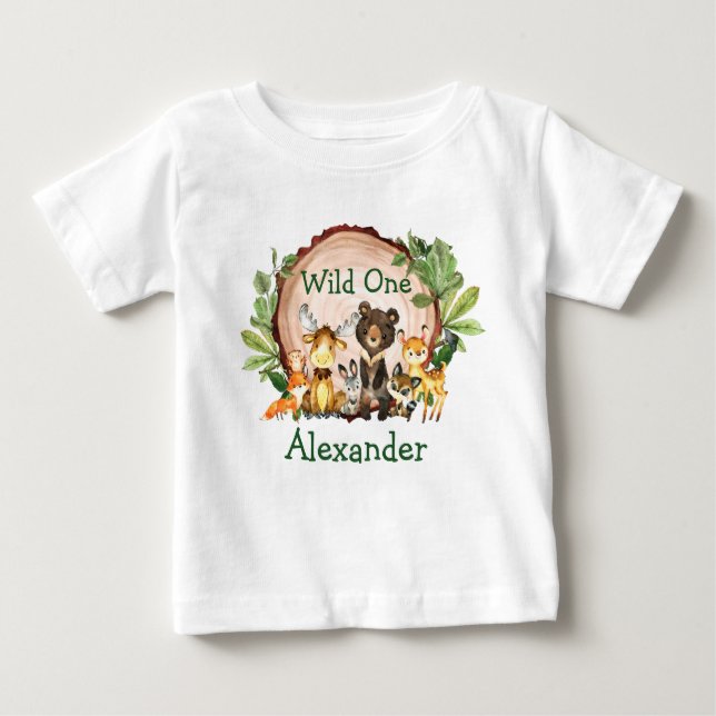 Camiseta De Bebé Animales forestales rústicos salvajes de un primer (Anverso)