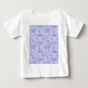 Camiseta De Bebé Animales marinos y patrón de dibujo de una línea