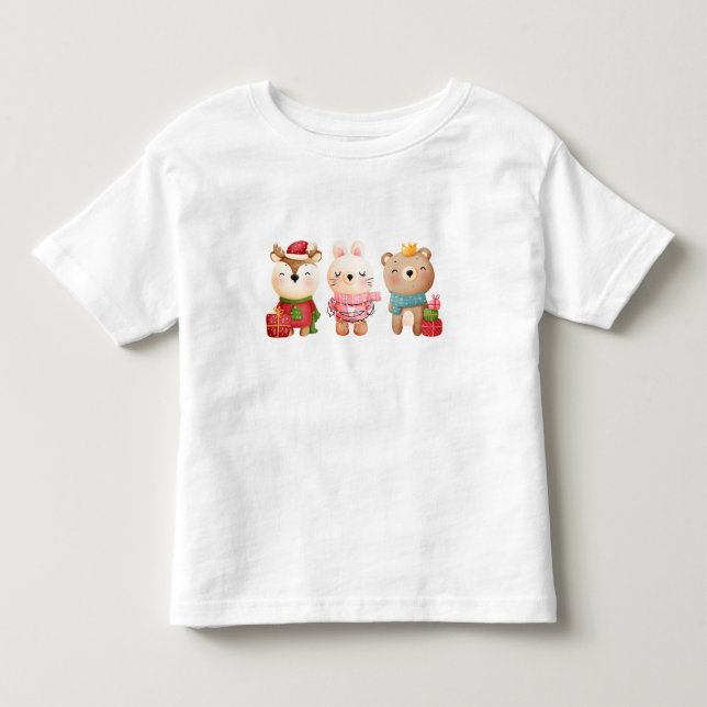 Camiseta De Bebé Animales navidades con atuendos festivos (Anverso)