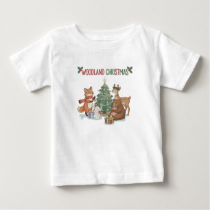 Camiseta De Bebé Animales Navideños Adorables del Bosque - Bosque F