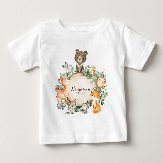 Camiseta De Bebé Animales personalizados de bosque de bosques para  (Anverso)