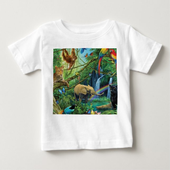 Camiseta De Bebé Animales que viven juntos tiran almohada (Anverso)