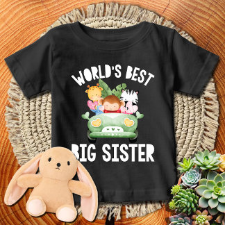 Camiseta De Bebé Animales Safari Camión Verde La Mejor Hermana Mayo