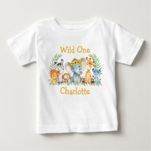 Camiseta De Bebé Animales salvajes de Safari de primer cumpleaños 