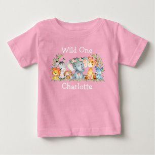Camiseta De Bebé Animales salvajes de Safari de primer cumpleaños 