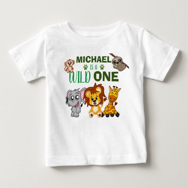 Camiseta De Bebé Animales salvajes de Safari de una selva primer cu (Anverso)