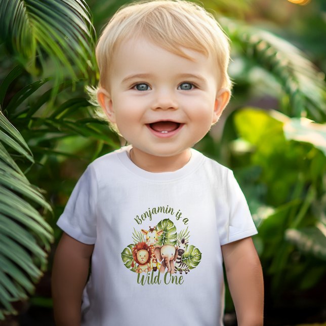 Camiseta De Bebé Animales salvajes de un Safari primer cumpleaños d (Subido por el creador)
