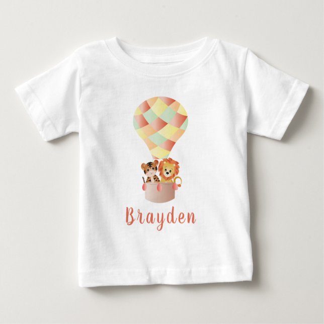 Camiseta De Bebé Animales selváticos personalizados en globo colori (Anverso)