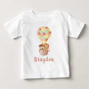Camiseta De Bebé Animales selváticos personalizados en globos colo
