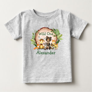 Camiseta De Bebé Animales silvestres de primer cumpleaños rústico