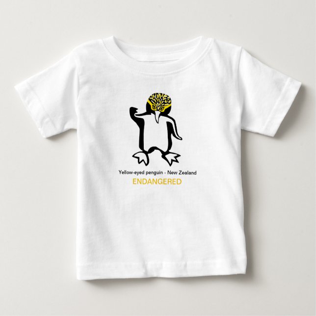 Camiseta De Bebé Animales silvestres - PENGUINA de ojos amarillos - (Anverso)