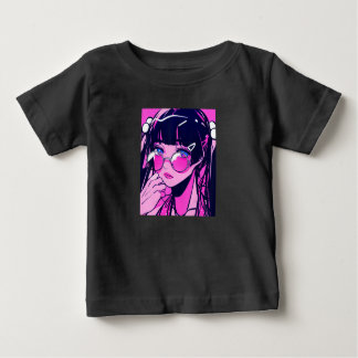 Camiseta De Bebé Anime Chica Kawaii Waifu japonés estético rosado
