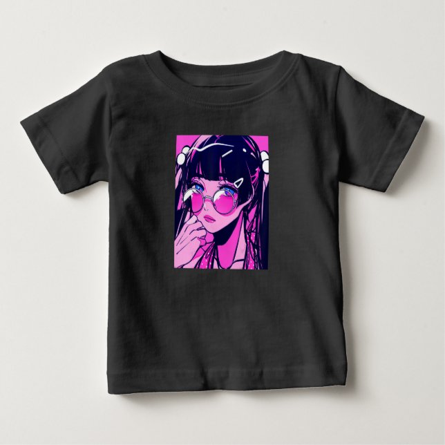 Camiseta De Bebé Anime Chica Kawaii Waifu japonés estético rosado (Anverso)