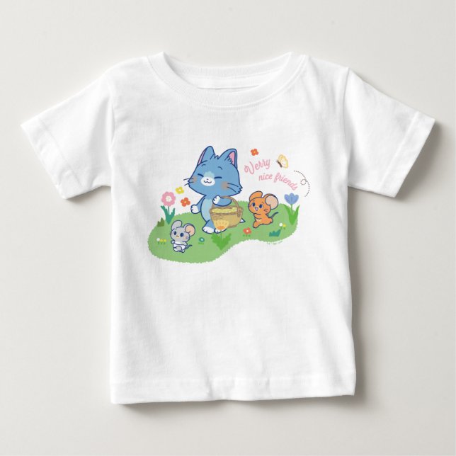 Camiseta De Bebé Anime Tom, Jerry y Tuffy Picnic (Anverso)