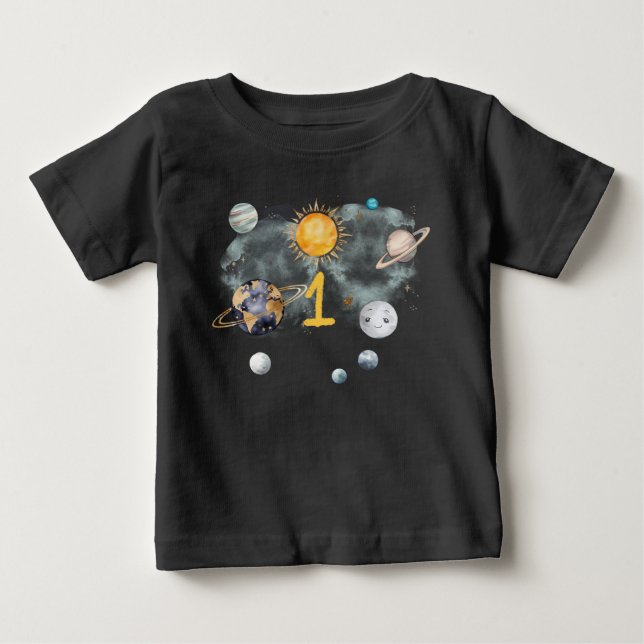 Camiseta De Bebé Aniversario del espacio exterior Galaxy Sun Moon E (Anverso)