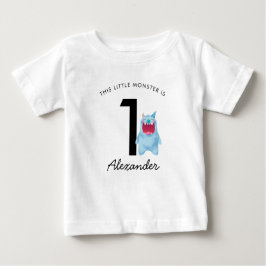 Camiseta De Bebé Aniversario del Pequeño Monstruo Azul | Cualquier 