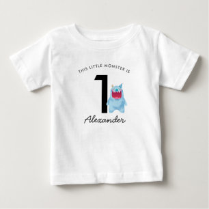 Camiseta De Bebé Aniversario del Pequeño Monstruo Azul   Cualquier 